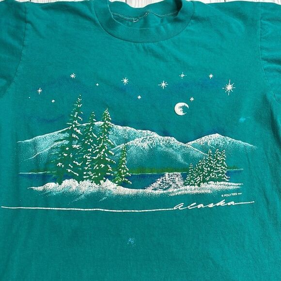 80s vintage Puff Print Alaska Tourist Tshirt Medium - Picture 3 of 4